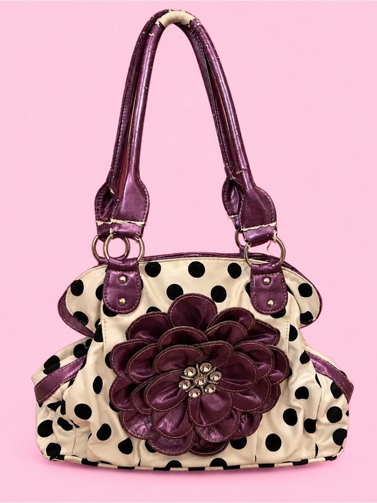 Handbags - Y2K💜Vtg Polka Dot Flower Accent Shoulder Bag